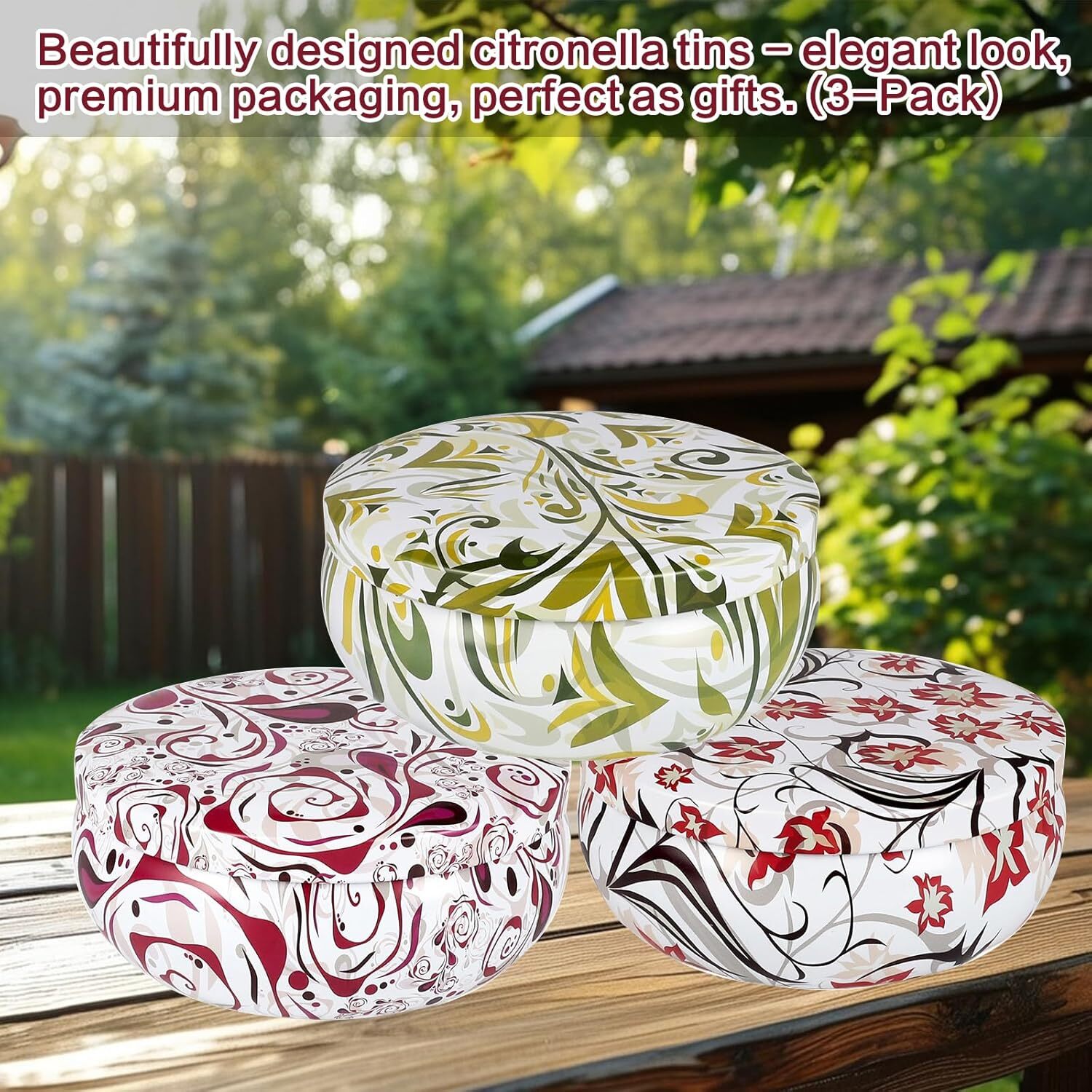 Outdoor Citronella Candle, Large 3 Wick Citronella Candle, Natural Soy Wax