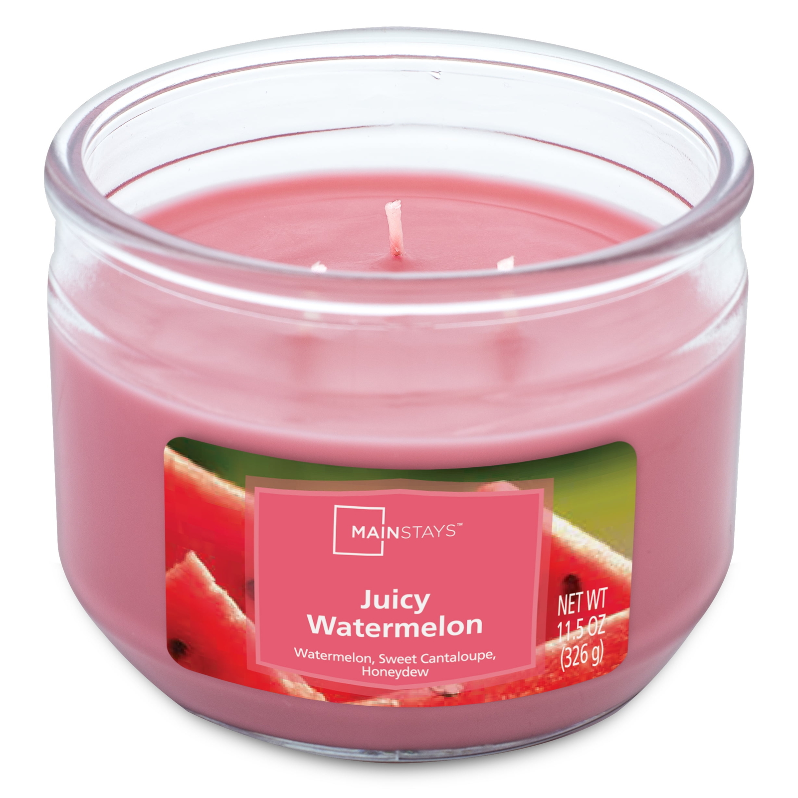 (3 pack) Juicy Watermelon Scented 3-Wick Glass Jar Candle, 11.5 oz