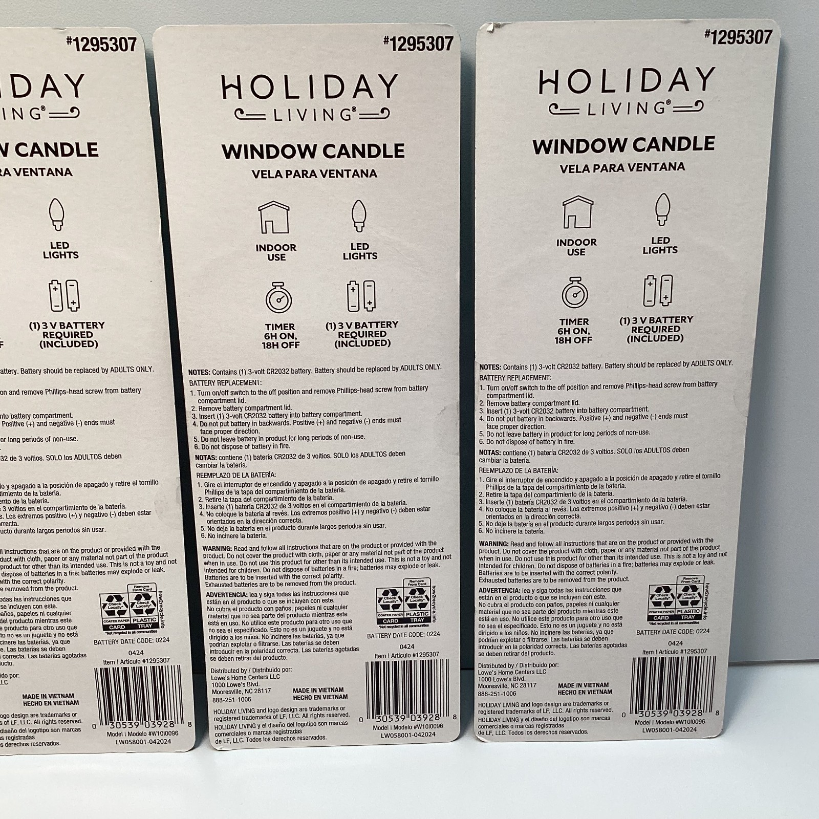 Holiday Living W10I0096 LED Window Candle with Timer Lot of 4 – #1295307 – New