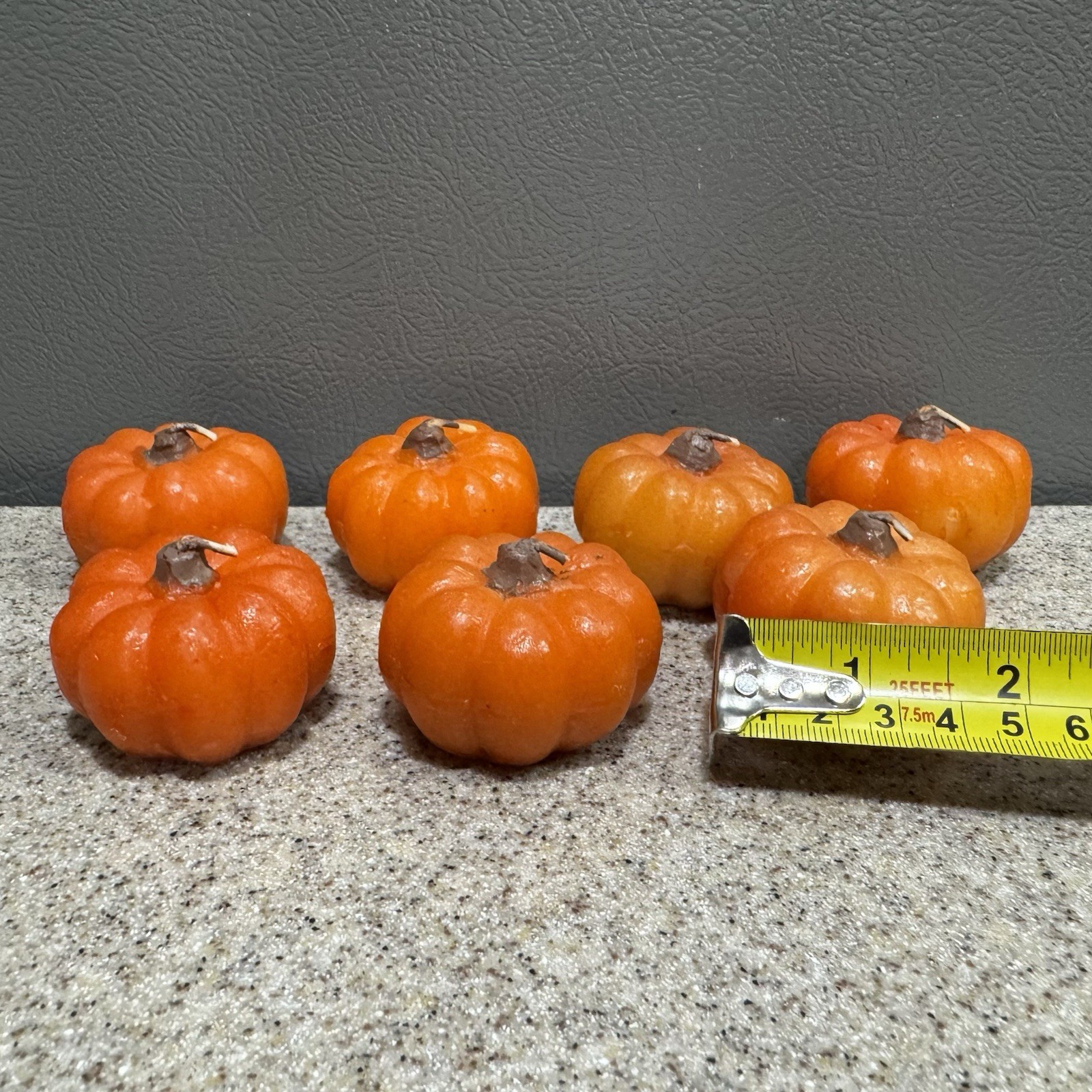 7 Mini 1.5”x2” Pumpkin Shaped Candles Fall Autumn Halloween Party Decor Unused