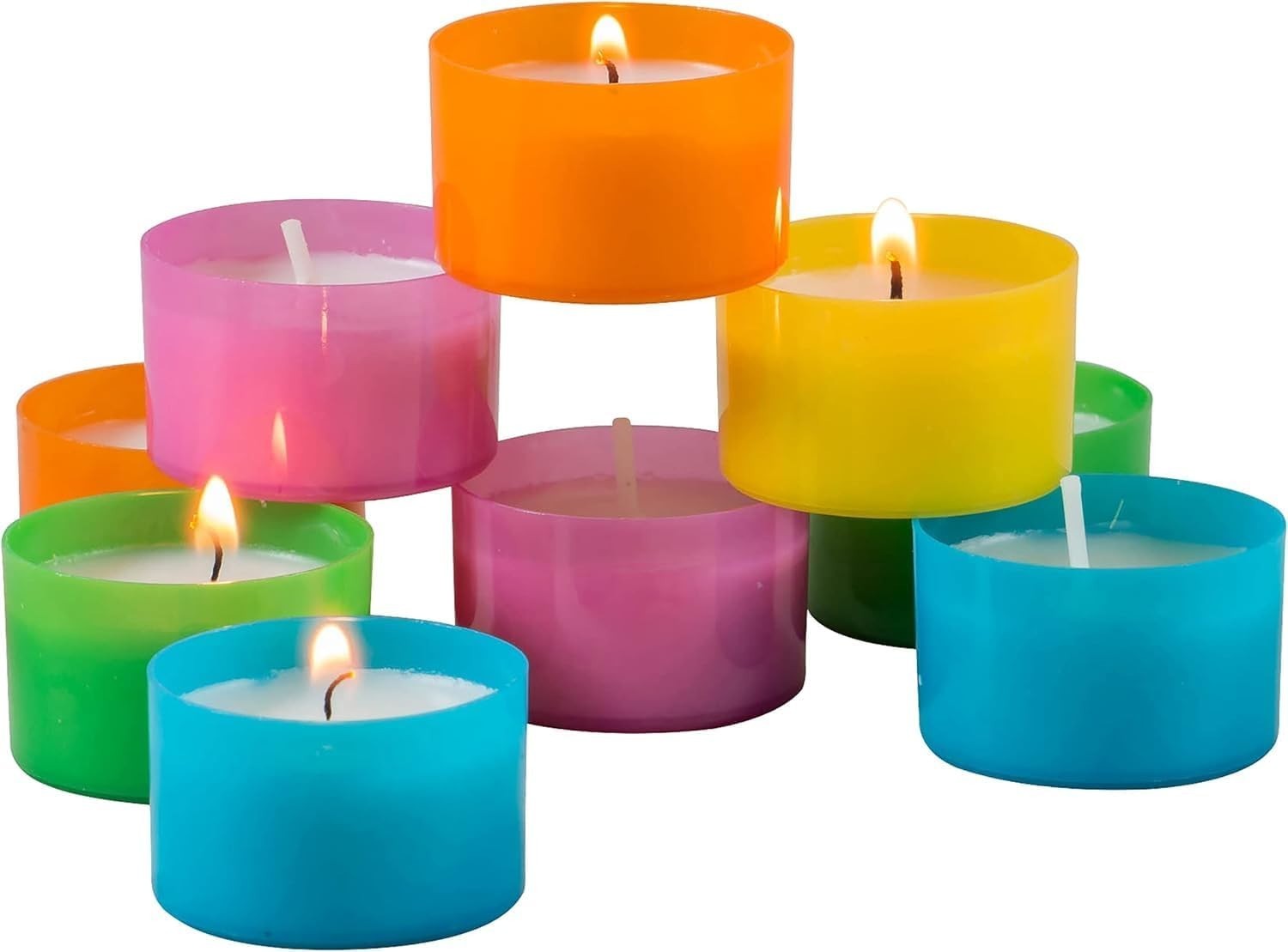 Multicolor Tea Light Candles — 6 to 7 Hour Burn Time, Unscented Long-Lasting …