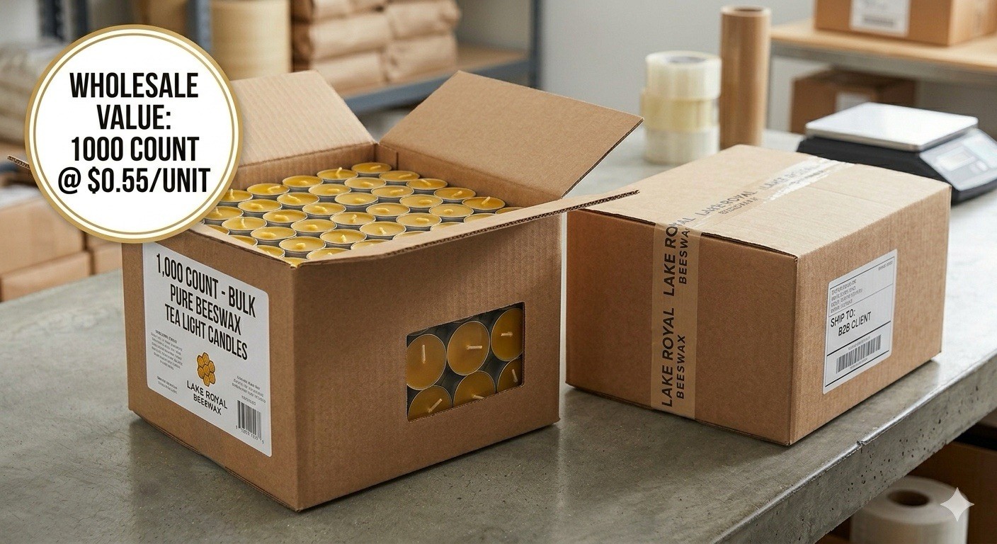 1000x Homemade Natural GA Beeswax Tea Light Candles Wholesale Case