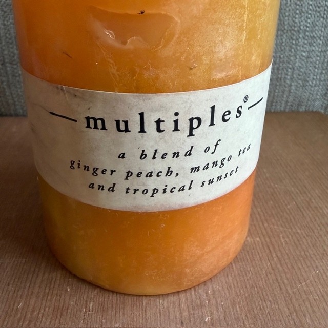Pier 1 Multiples Candle 3×4 Tropical Ginger Peach Mango NOS 60Hr