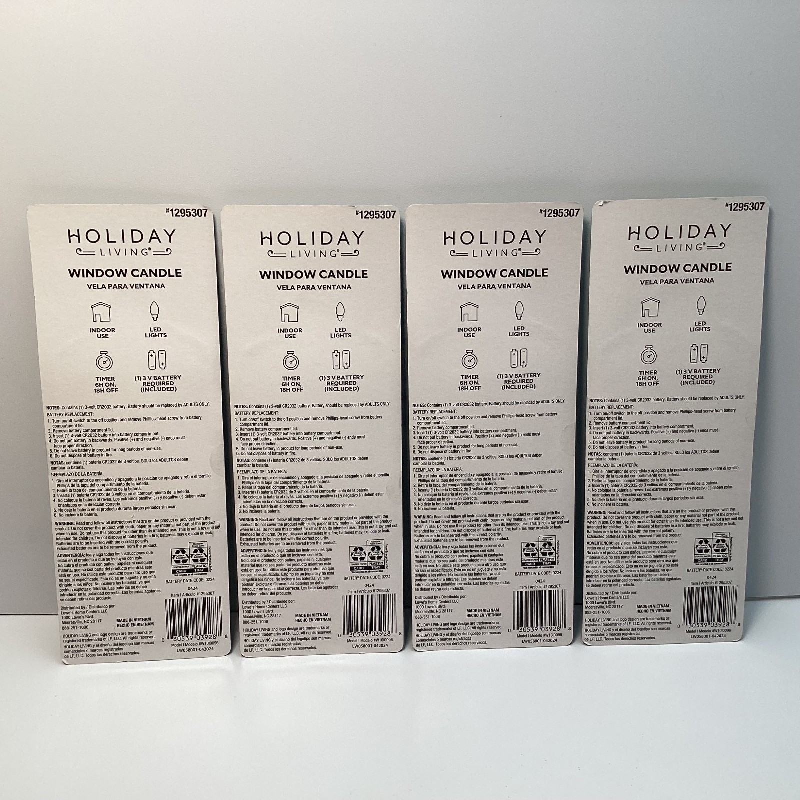 Holiday Living W10I0096 LED Window Candle with Timer Lot of 4 – #1295307 – New