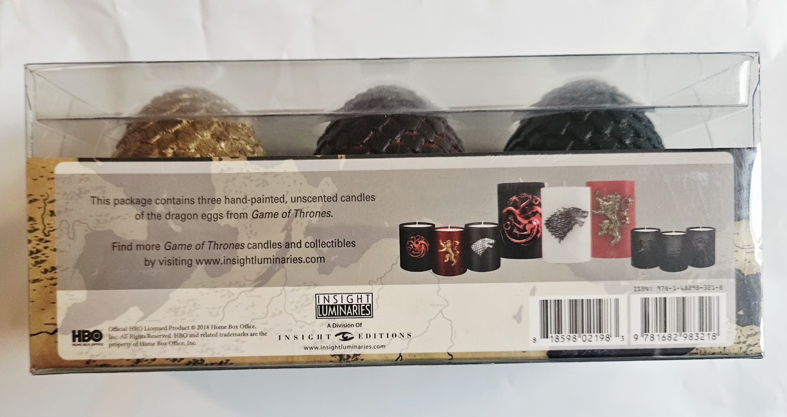 GAME OF THRONES Sculptured Hand-Painted DRAGON EGG CANDLES Set Of 3 OFFICIAL HBO