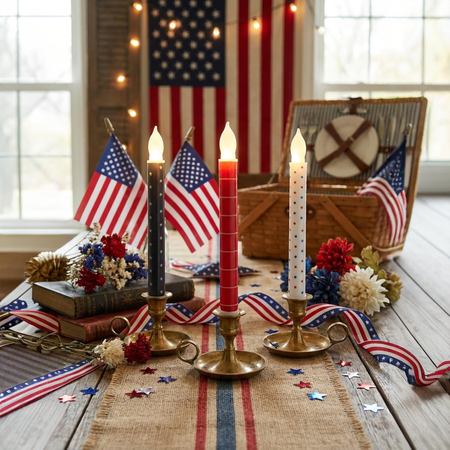 4th of July Candles,Patriotic Taper Candles,Red White and Blue Candle with Re…