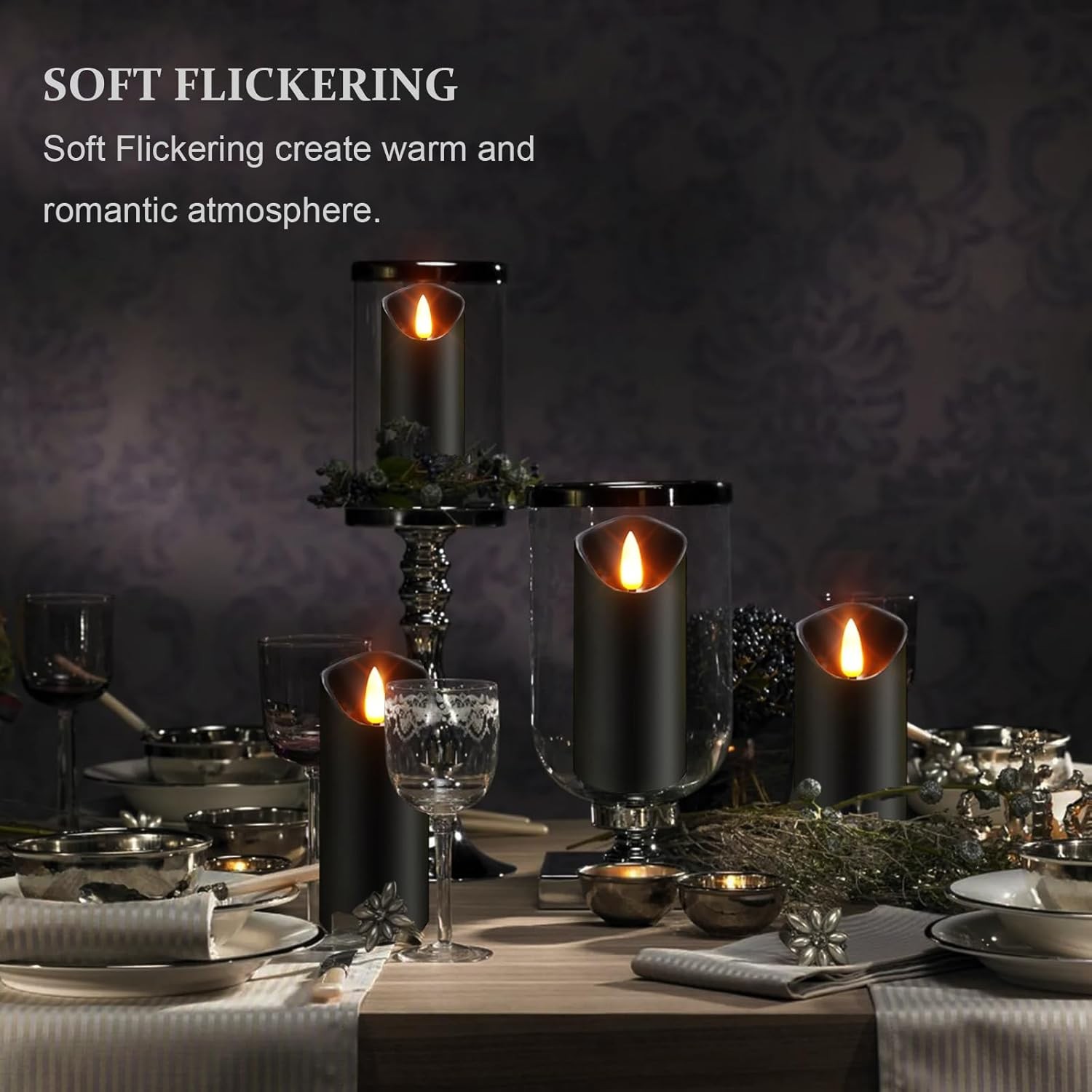 Battery Operated Flameless Candles 3D Wick with Controller Flickering Flame