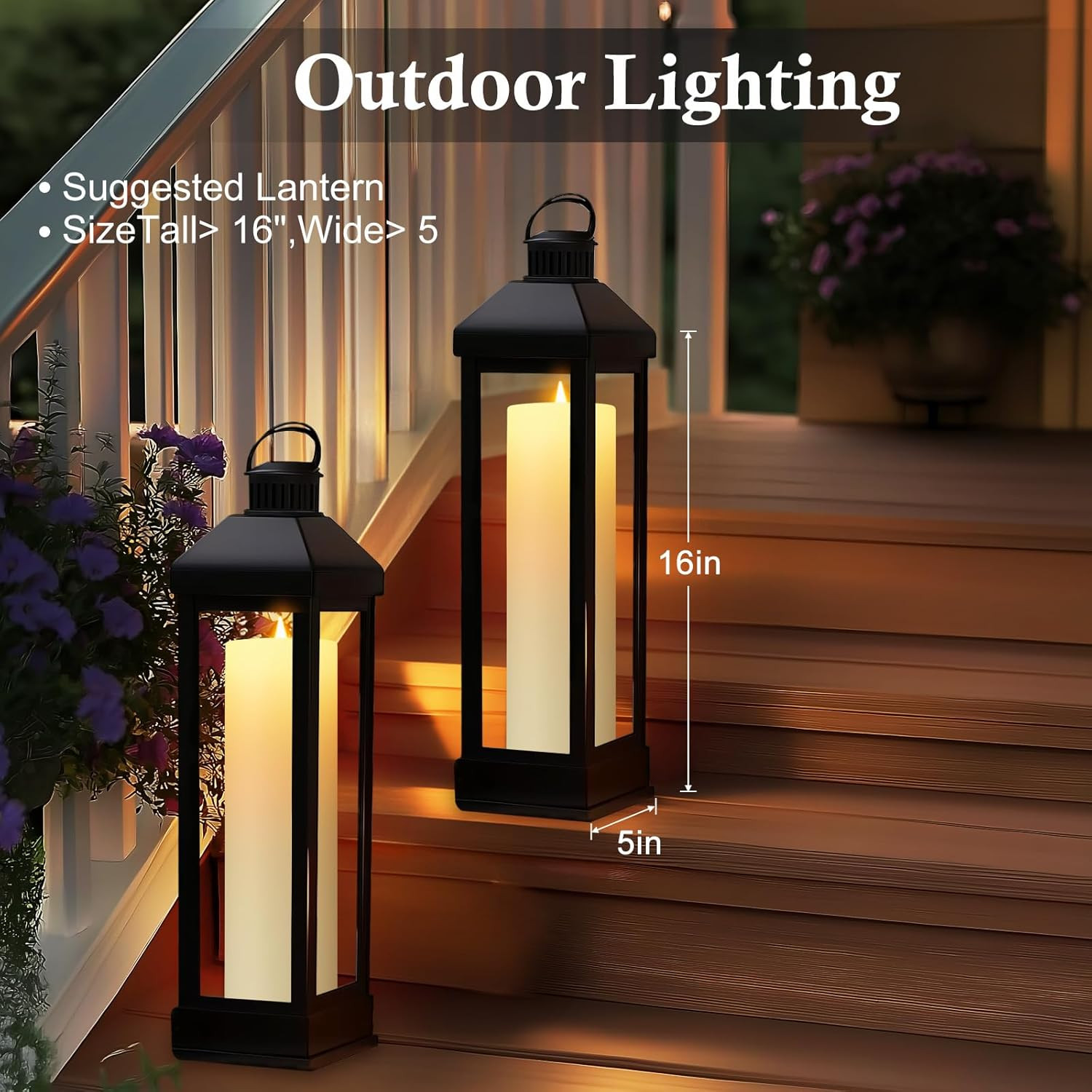 14″ X 4″ Large Outdoor Candles, Waterproof Flickering LED Flameless Candles with