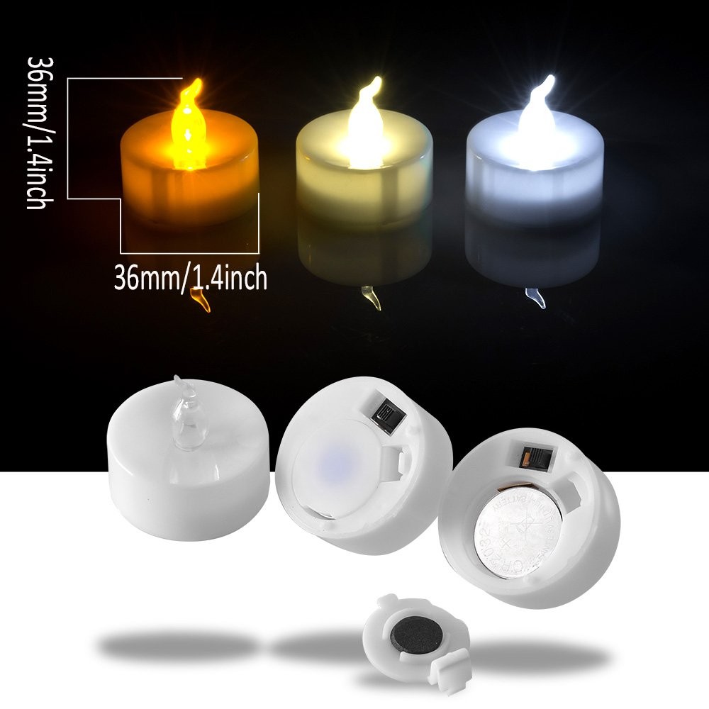 AGPTEK Timer Tea Lights,24 Pack Flameless LED 24 pack, Cool White