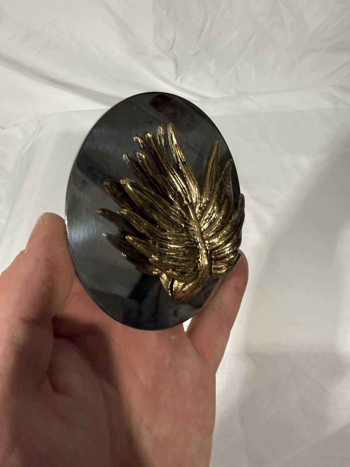 MICHAEL ARAM Pewter Bronze Leaf Candle Replacement Lid, Art Sculpture Signed