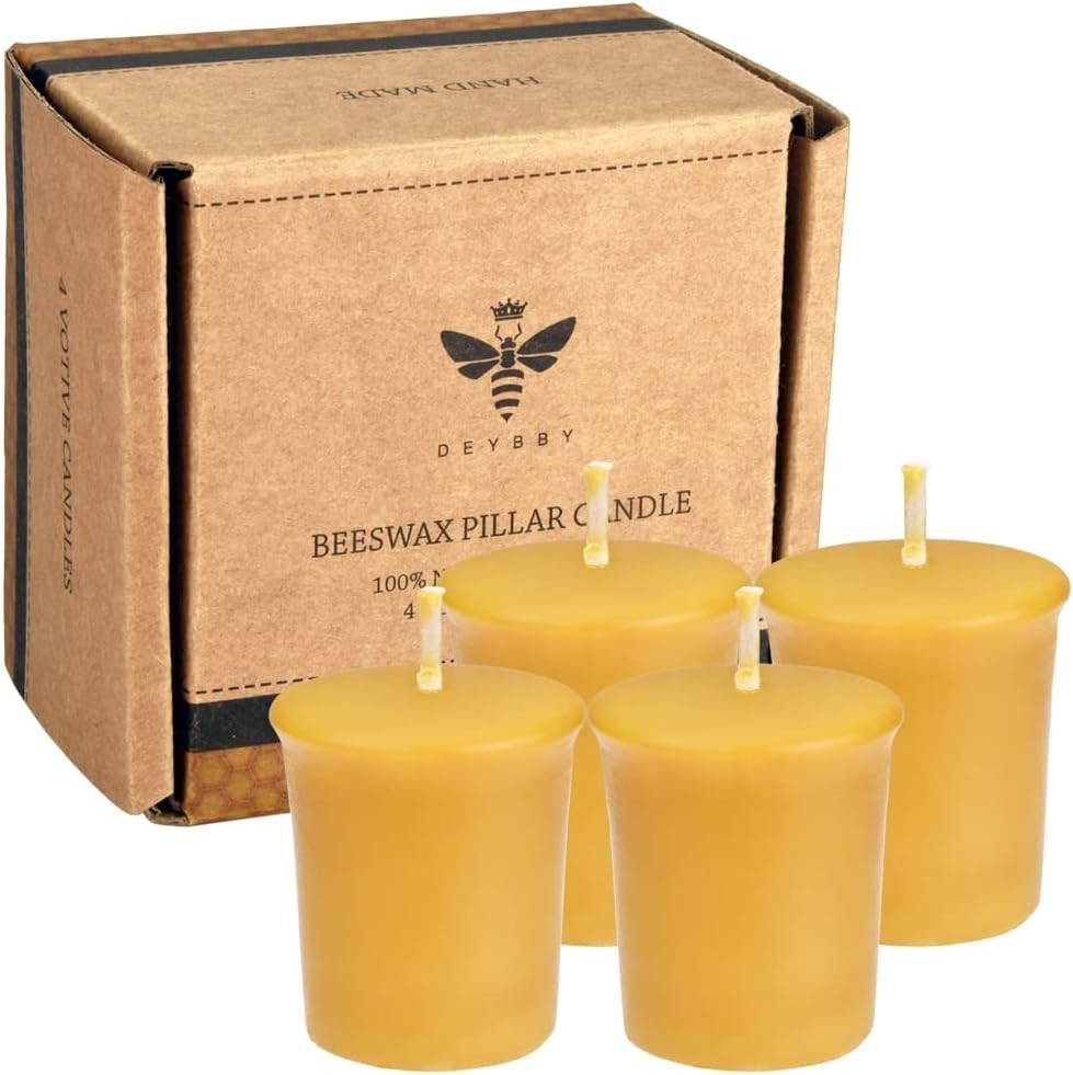 Radiant Yellow Beeswax Candles 4-Pack – 12 Hour Clean Burn for Any Occasion