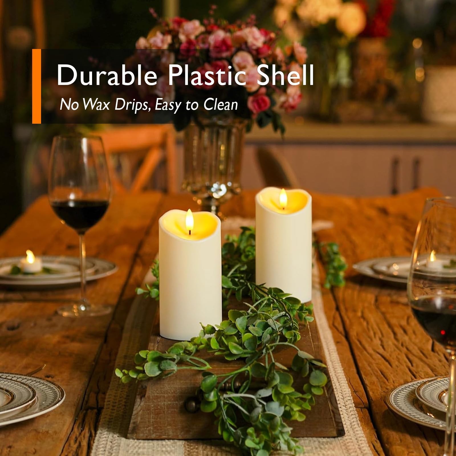 6″x3″ Outdoor Waterproof Flameless Candles, LED Candles, Battery Operated Can…