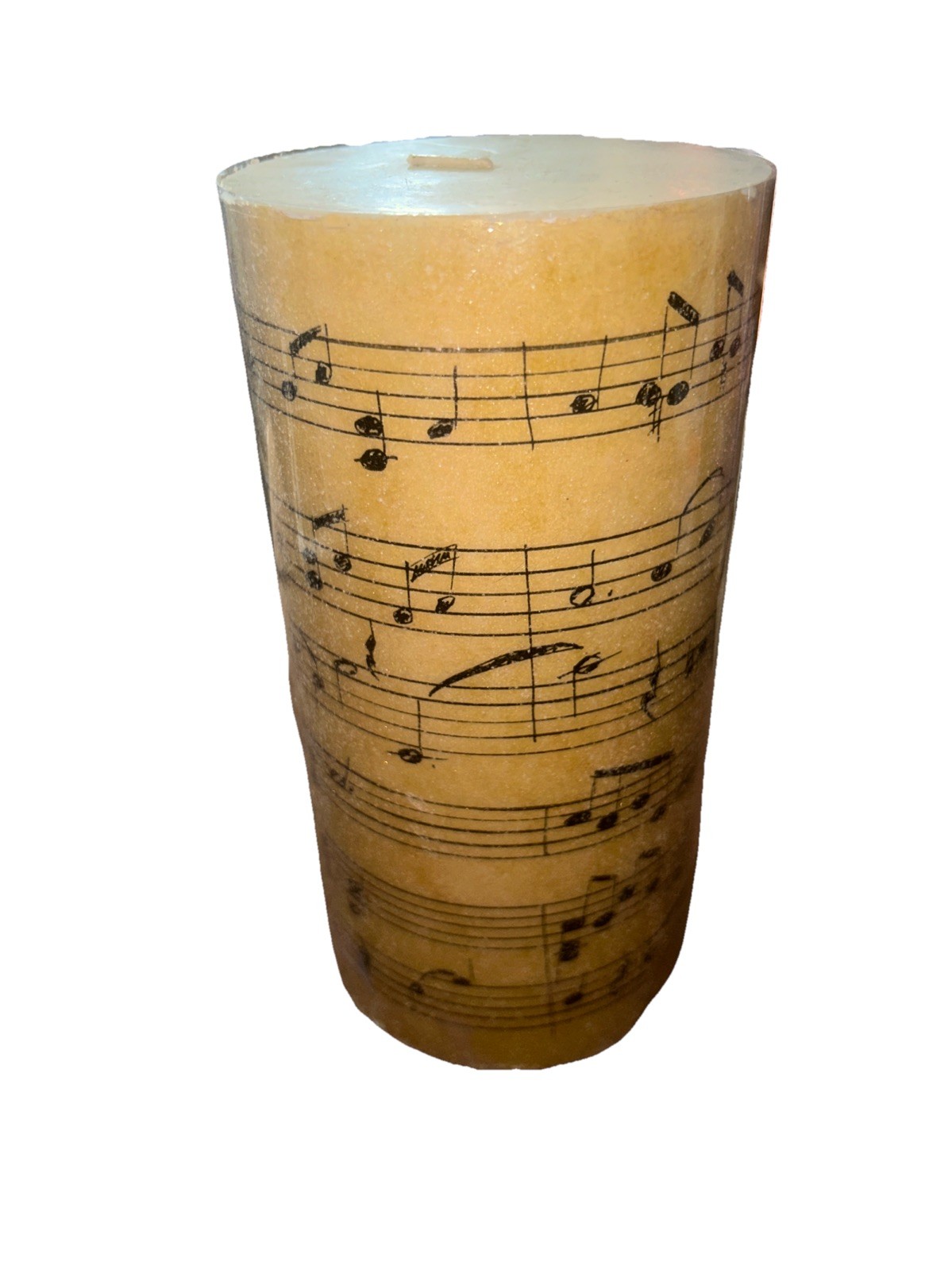 Pottery Barn Music Notes Sheet Music Pillar Candle 4×8 Unused Home Decor Plastic