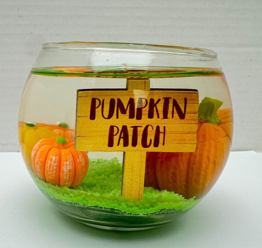 Fall Pumpkin Patch Gel Wax Glass Round Scented Candle Glow Bowl Halloween