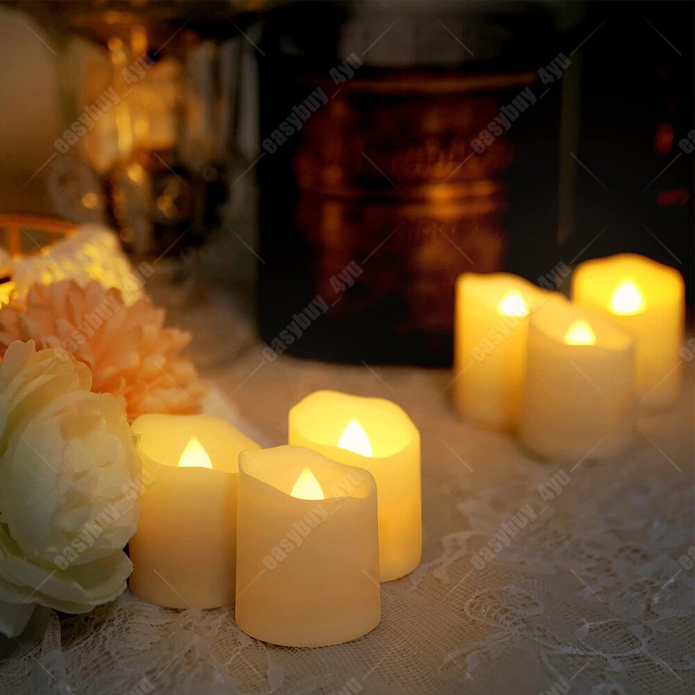 6PCS Rechargeable Flameless Flickering LED Candles Tea Lights with Timer Remote