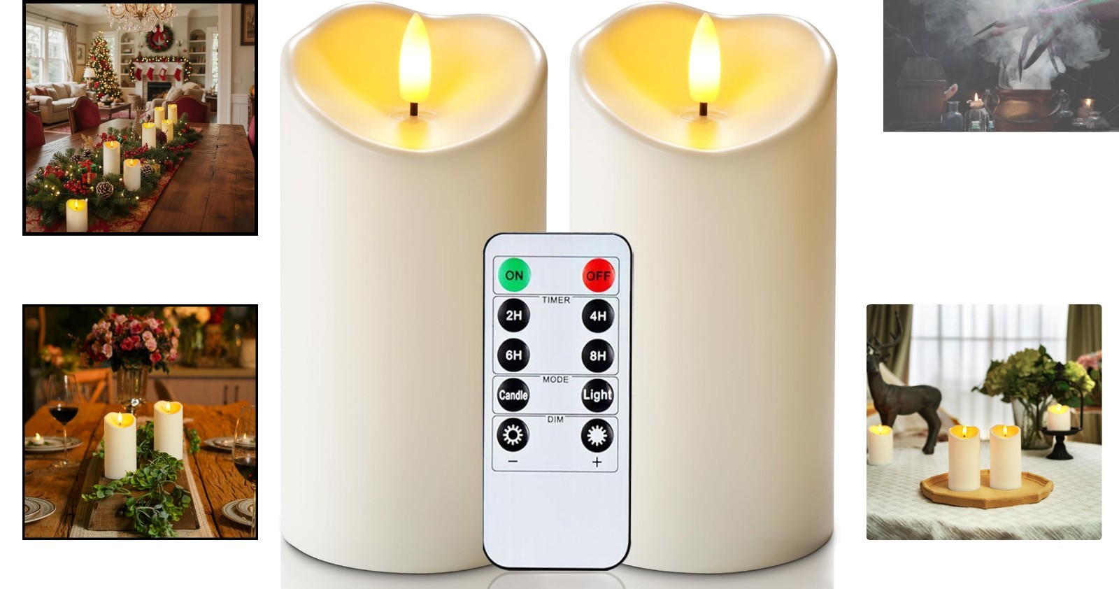 Set of 2 Dimmable 6″x3″ Outdoor LED Candles with Timers – Perfect for Any Event