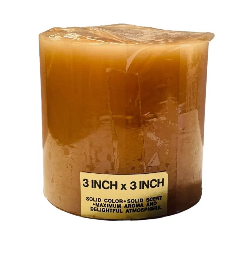 EMKAY CANDLE VANILLA PILLAR VTG NOS 3 X 3” MUENCH KREUZER RARE SOLID COLOR SCENT