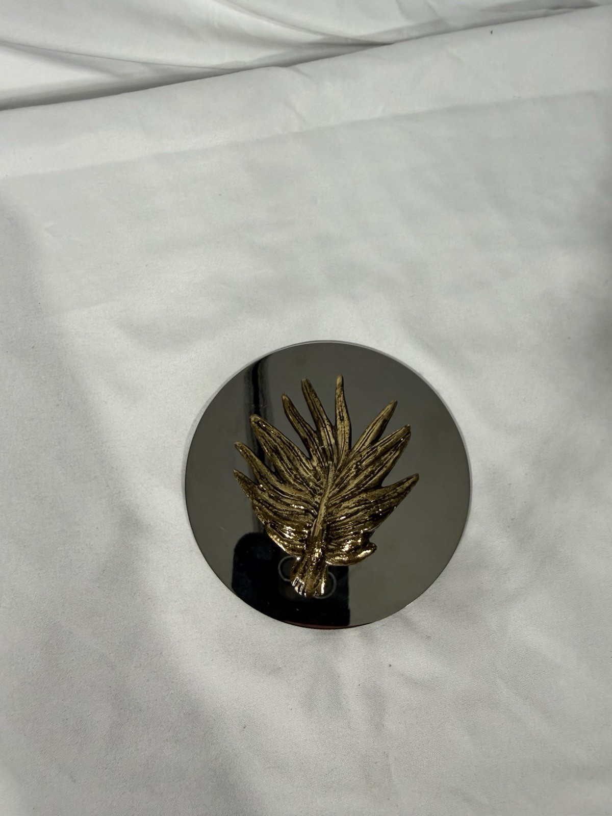 MICHAEL ARAM Pewter Bronze Leaf Candle Replacement Lid, Art Sculpture Signed