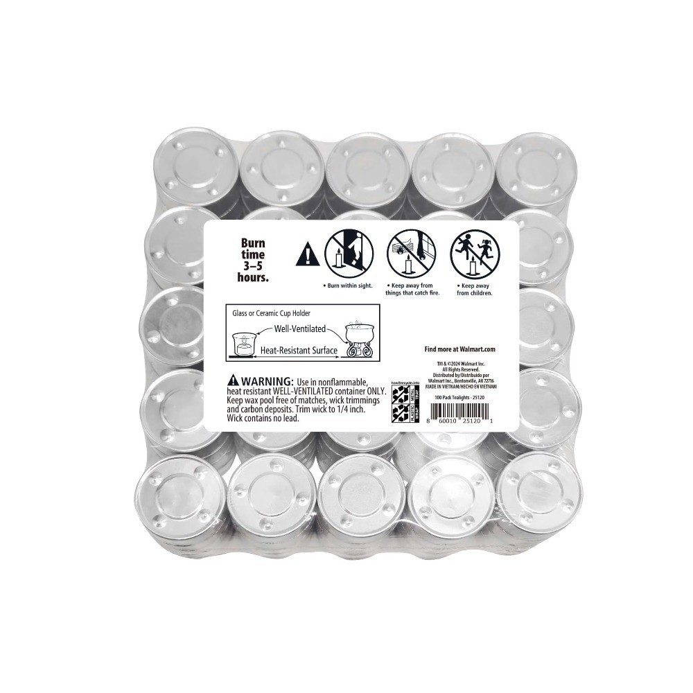 (5 pack) White Unscented Indoor/Outdoor Tealight Candles, 100 Count