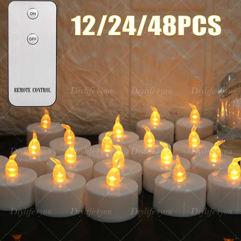 24PCS FLICKERING FLAMELESS LED Tea Lights Votive Candles with Remote Control