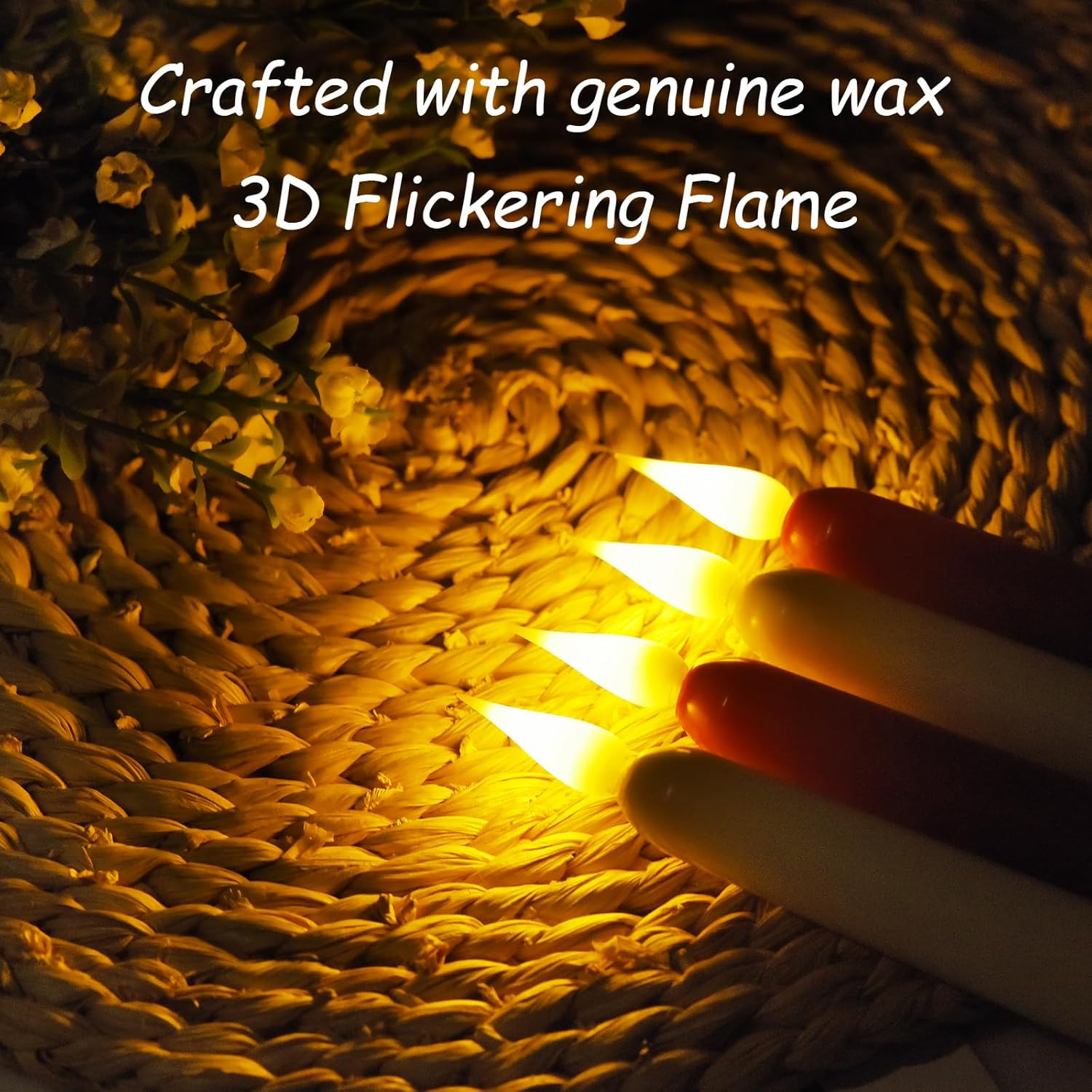 Flameless Taper Candle with Remote Control, 3Pack Plastic LED Candles, Flickerin