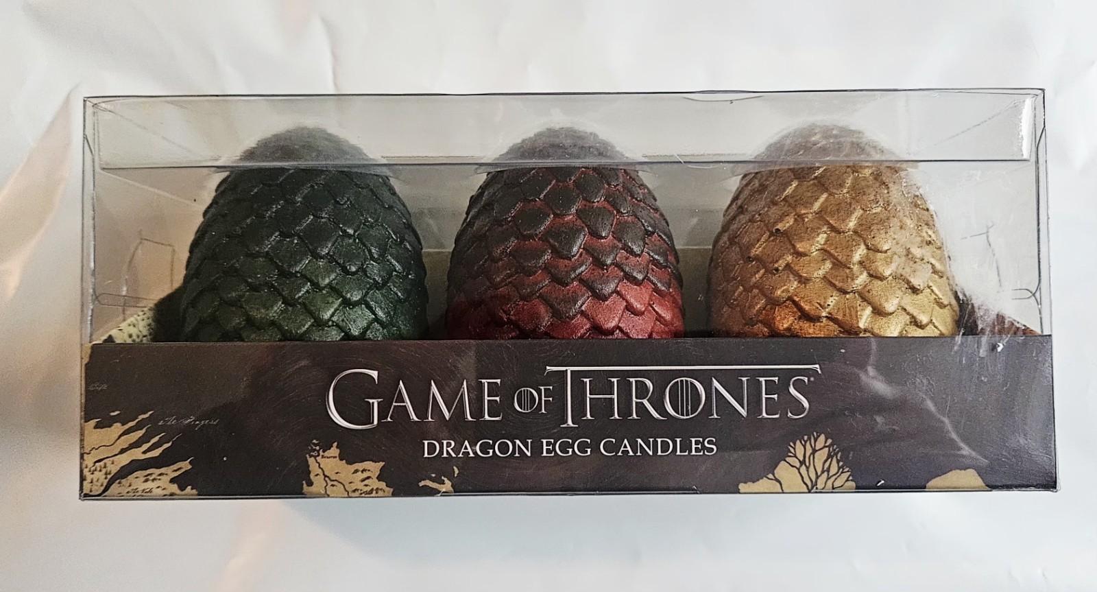 GAME OF THRONES Sculptured Hand-Painted DRAGON EGG CANDLES Set Of 3 OFFICIAL HBO