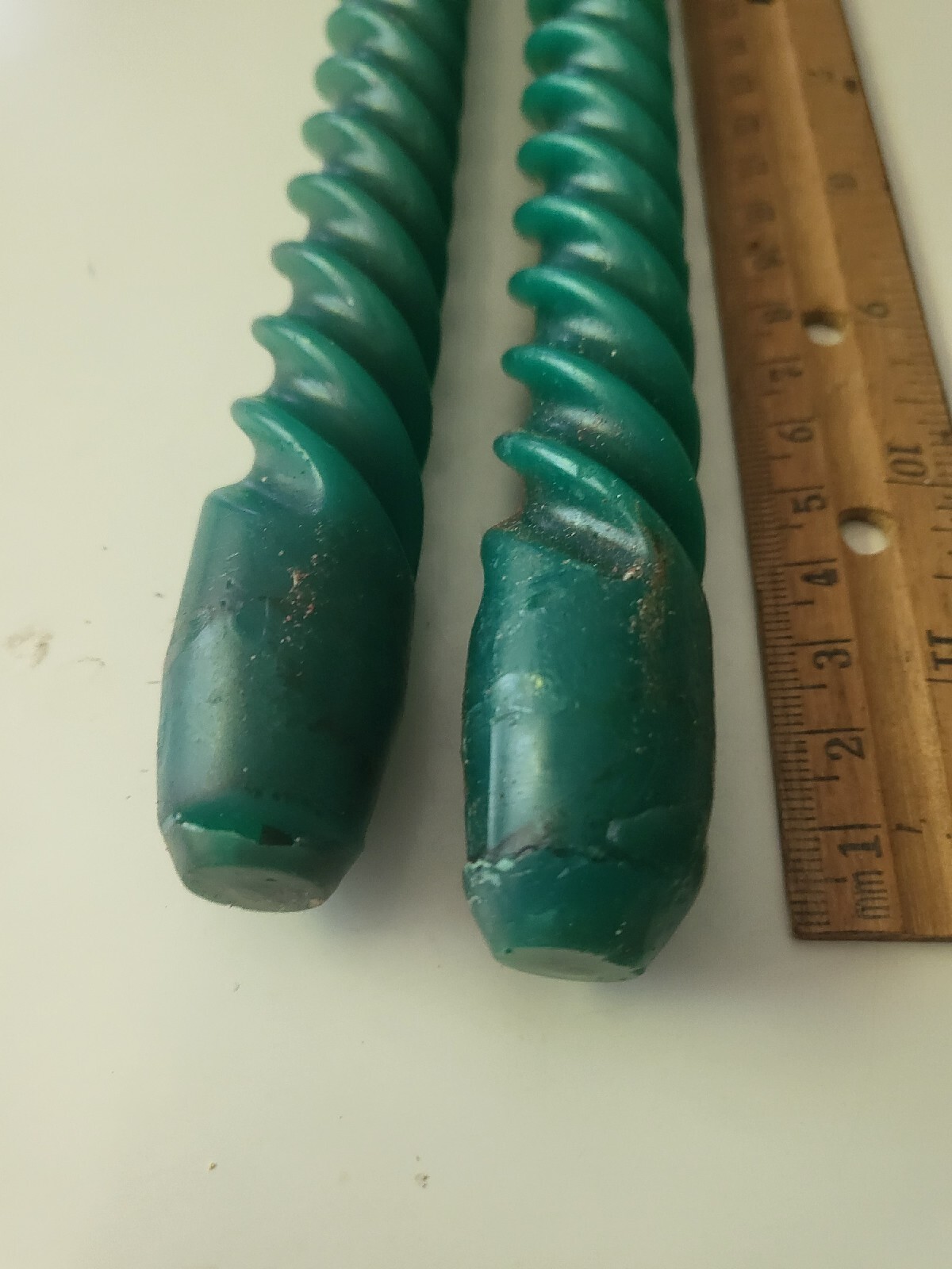 VTG Halo Spirals 12” Taper Green Candles Smokeless Dripless Long Burning 2 Set