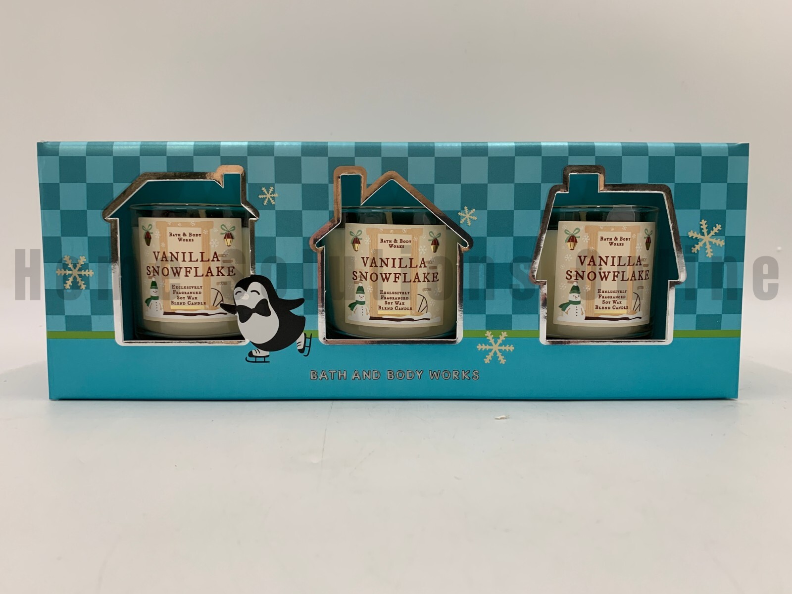 Bath & Body Works Vanilla Snowflake Single Wick Candle Gift 4 Oz Set of 3 #3069