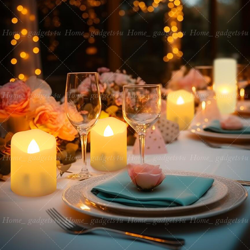 6PCS Rechargeable Flameless Flickering LED Candles Tea Lights with Timer Remote
