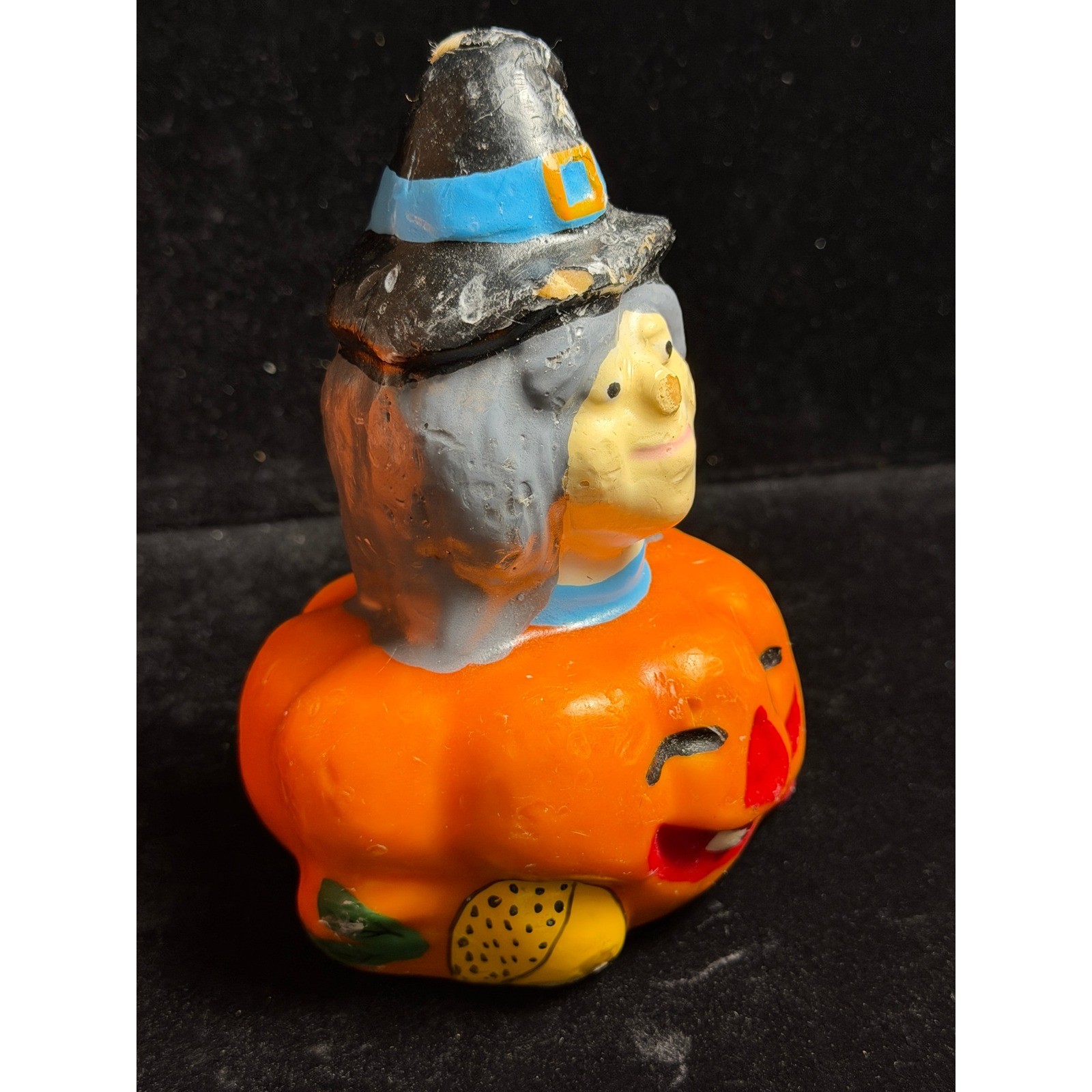 Vintage Halloween Pumpkin and Witch Candle Set: Retro Fall Decor, Orange 2 Piece