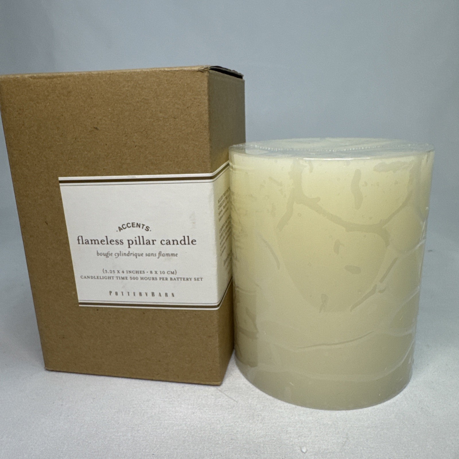 Pottery Barn Flameless Pillar Candle Ivory 4 X 3.25” New Sealed