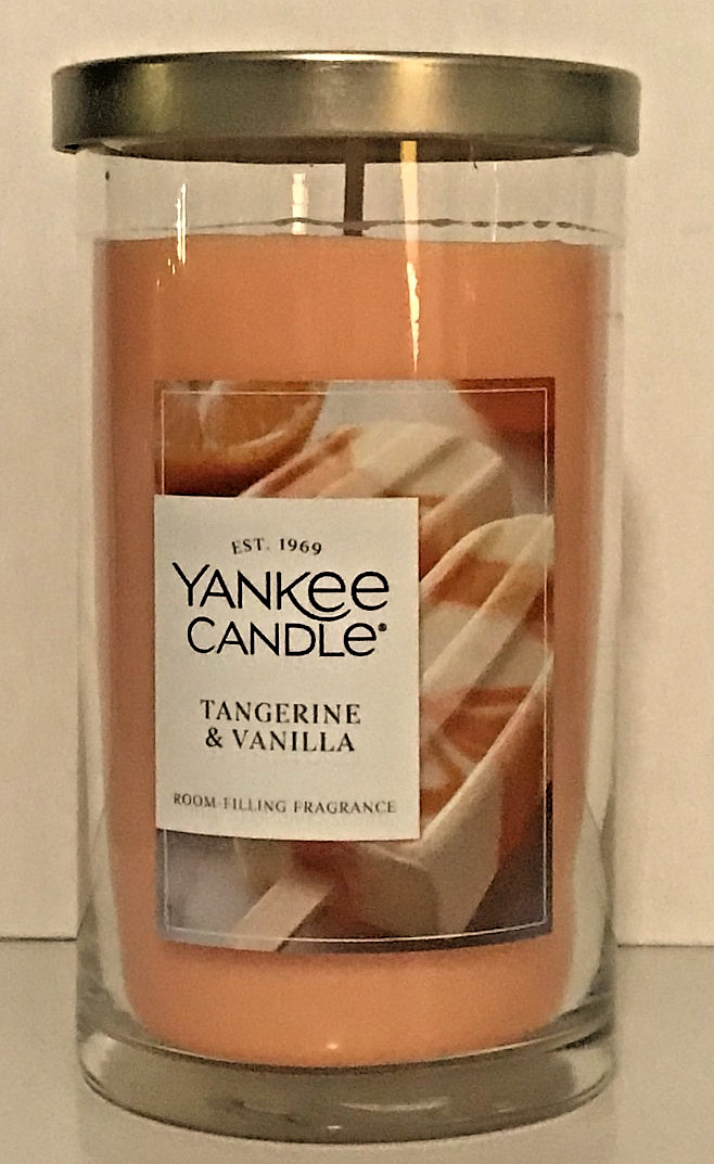 TANGERINE VANILLA CANDLE MEDIUM PILLAR 14.25 OZ SINGLE WICK YANKEE CANDLE 70+HR
