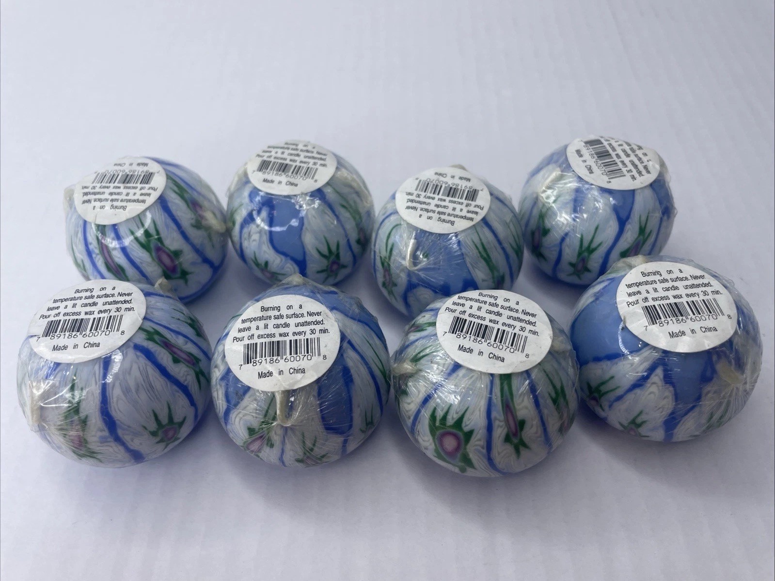 NEW 8 Pack Glow Round Shape Floral Geometric Candle New