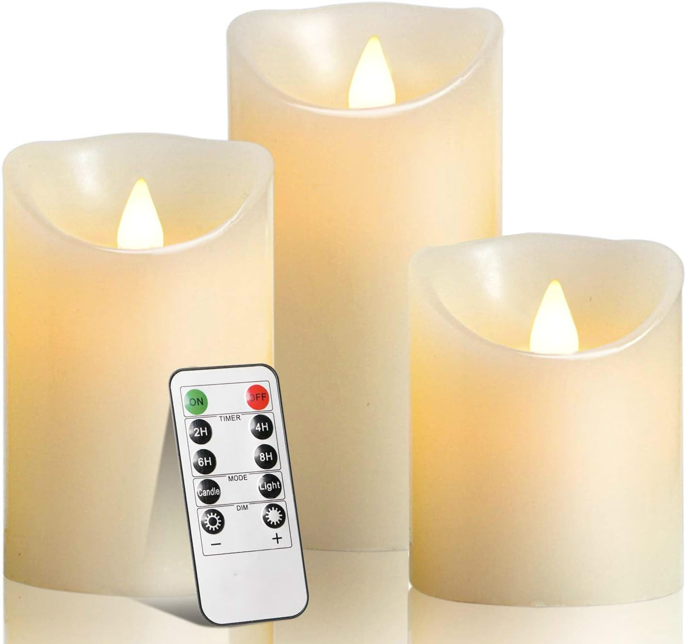2PACK Outdoor Plastic Flameless Candles with Remote Control and Timer, LED Flick