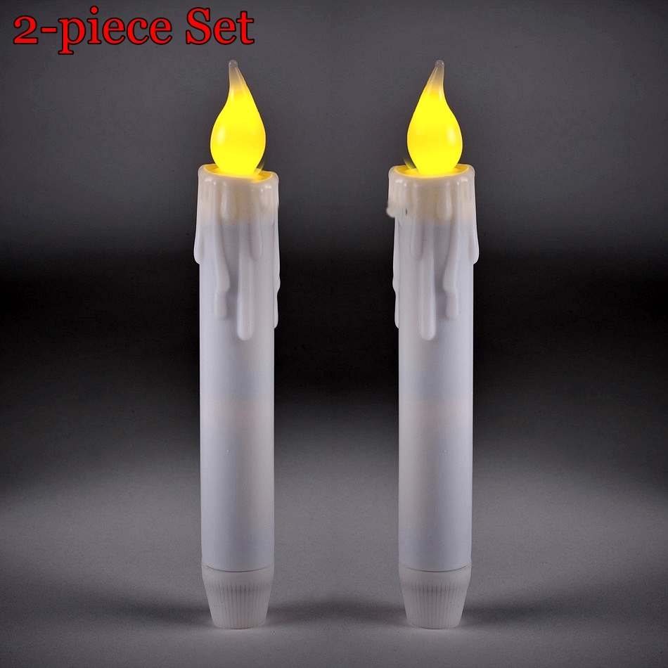 2 Piece NEW LED DRIP CANDLES White 300 Hour 7″ FLAMELESS Rustic Flicker Bulb