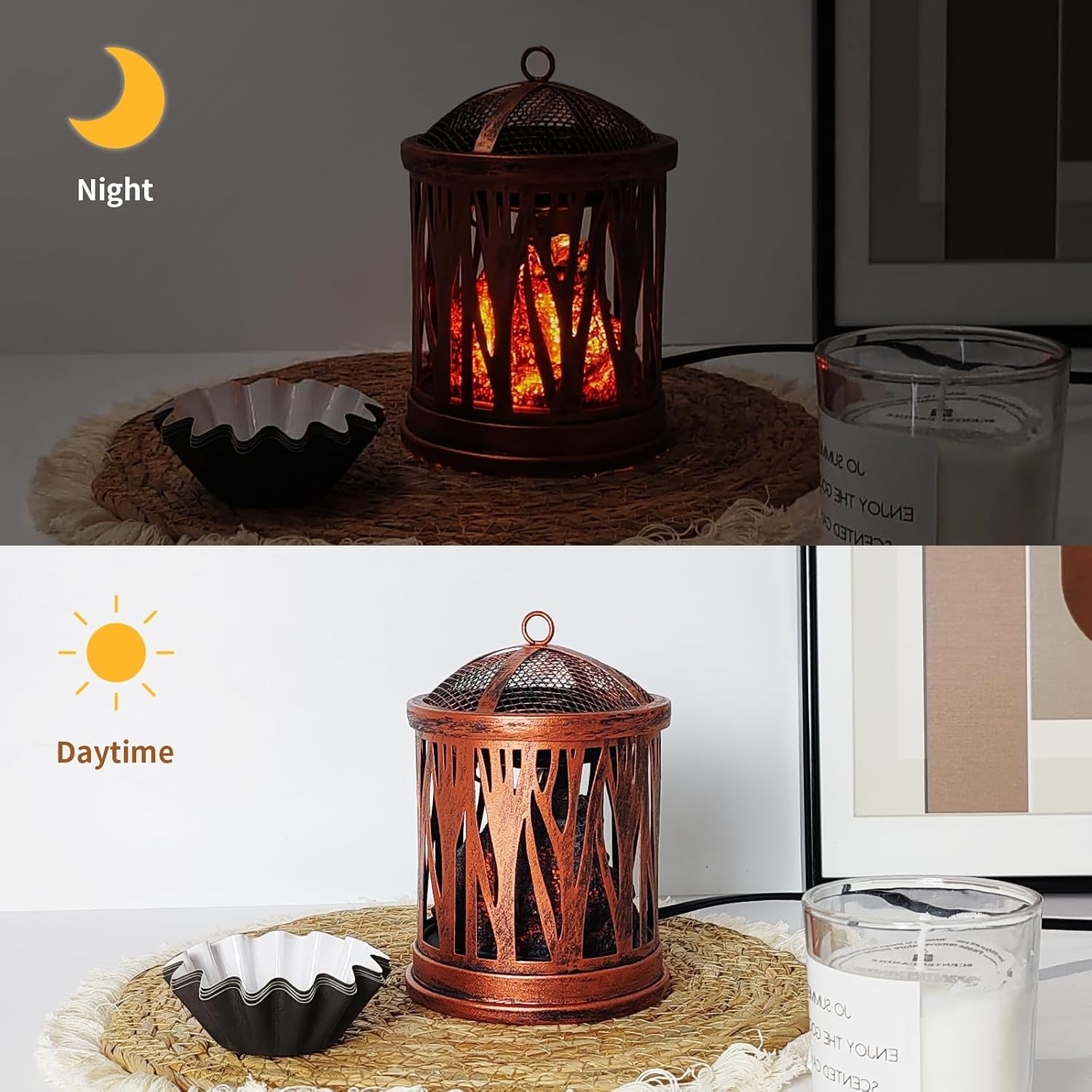 Electric Wax Melt Candle Warmer with Lamp & Timer – Copper Fragrance Lamp