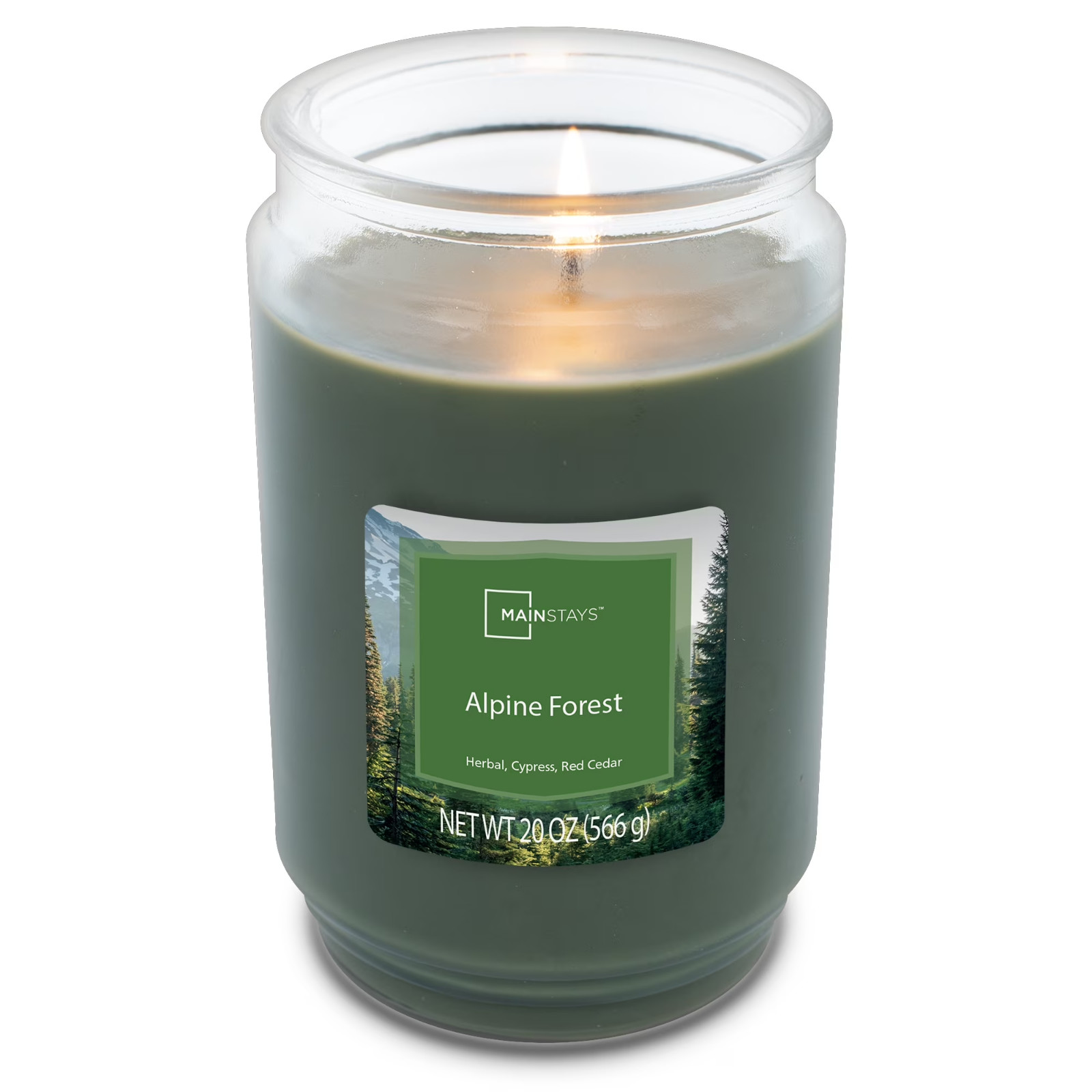 Mainstays Single-Wick scented Glass jar candle Alpine Forest 20oz…..