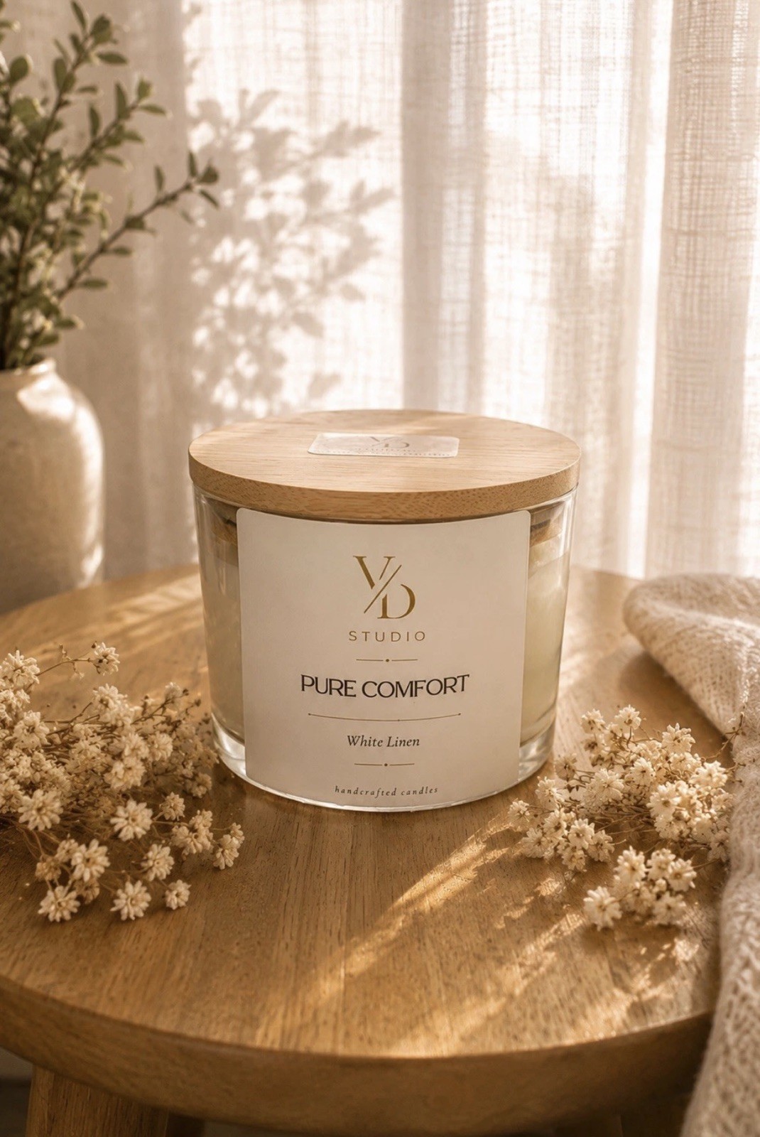 Handmade Soy Candle 12 oz White Linen Scented Candle Home Decor Gift