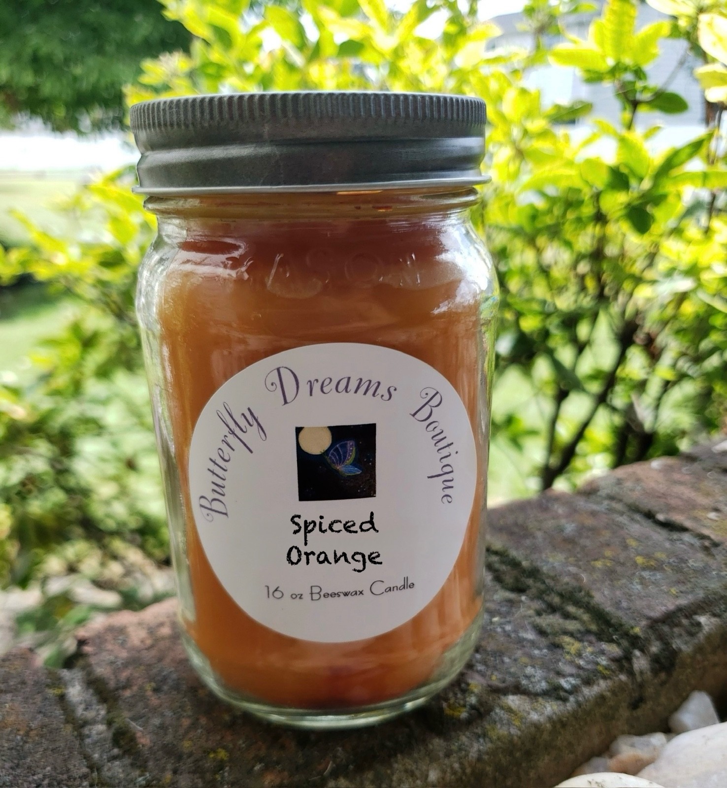 Homemade Comforting Fall Fruit Scented 16 oz Mason jar organic beeswax Candle