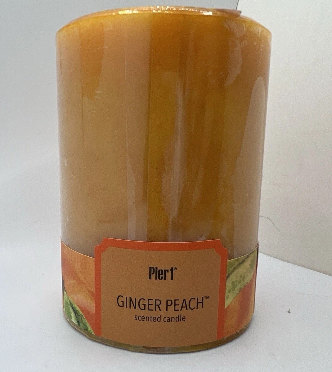 NEW Pier 1 Pillar Candle Ginger Peach Candle 3×4 Sealed Discontinued