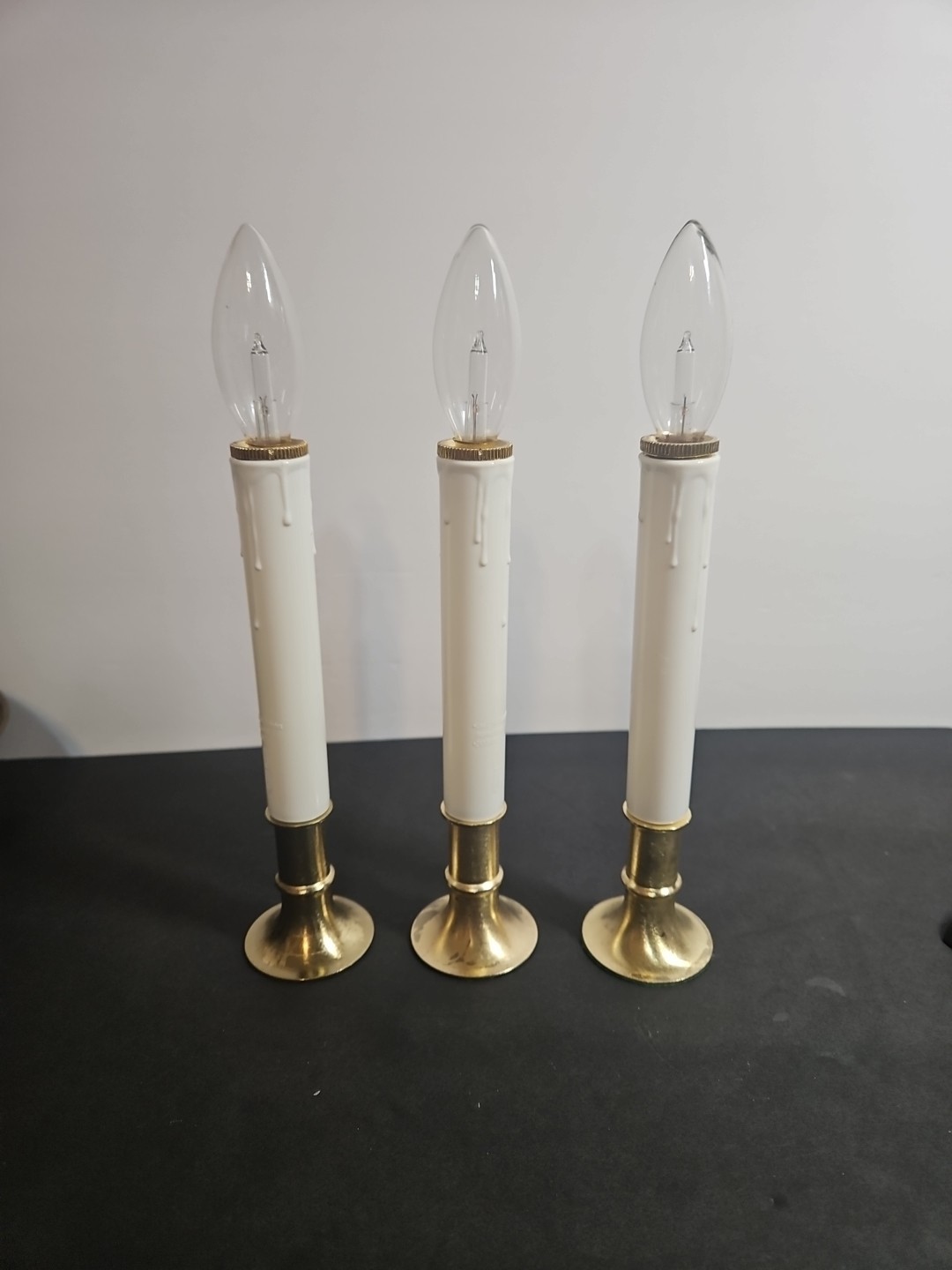 Battery operated window candle lights brass Christmas Drip Look 3 Cordless