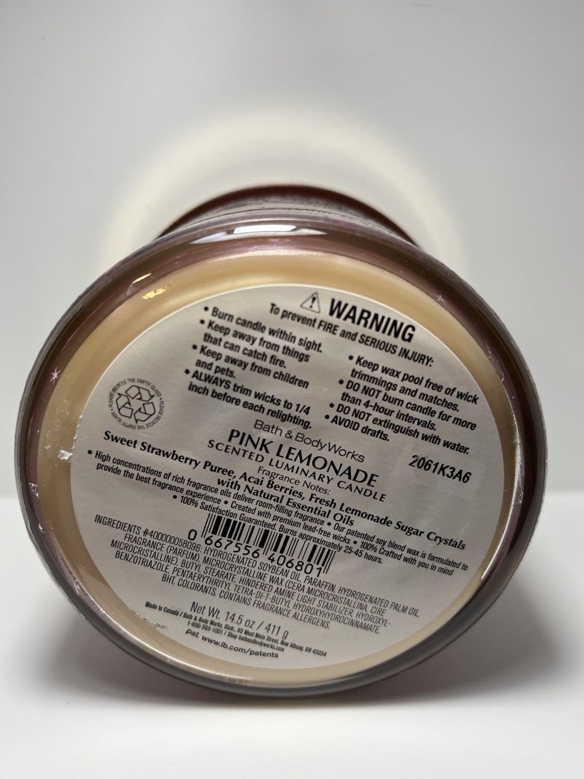 Mothers Day Gift Candle-Love You Mom Pink Lemonade 3 Wick Bath Body Works