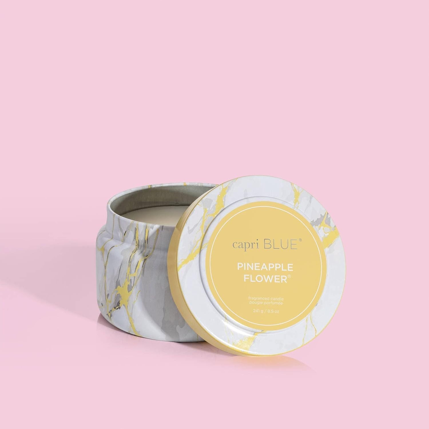 Capri Blue Modern Marble Tin Jar Candles -Luxury Candle Pineapple Flower 8.5 oz