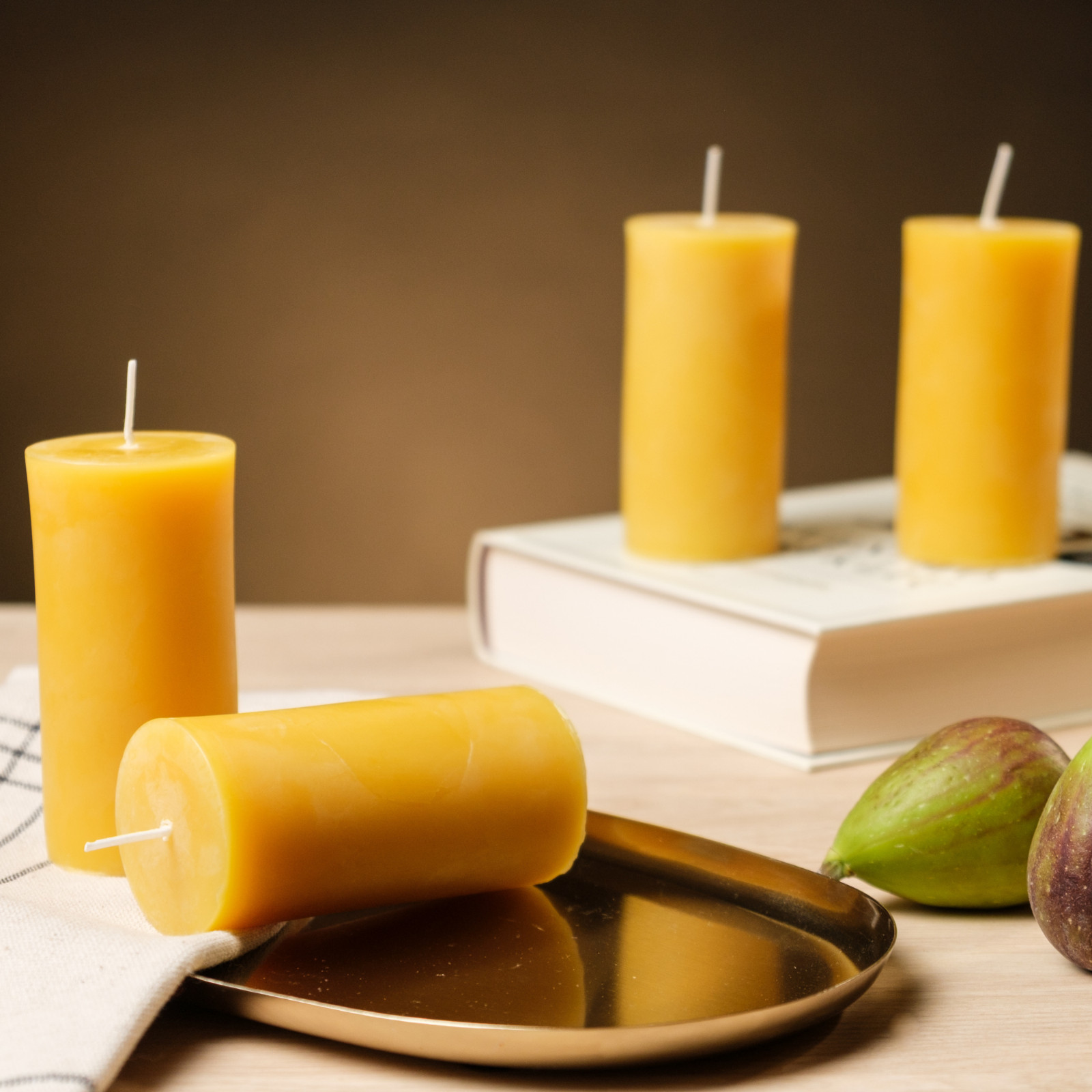 4 Pack 100% Beeswax Pillar Candles 2×4 in Unscented Natural Burn 140 Hours