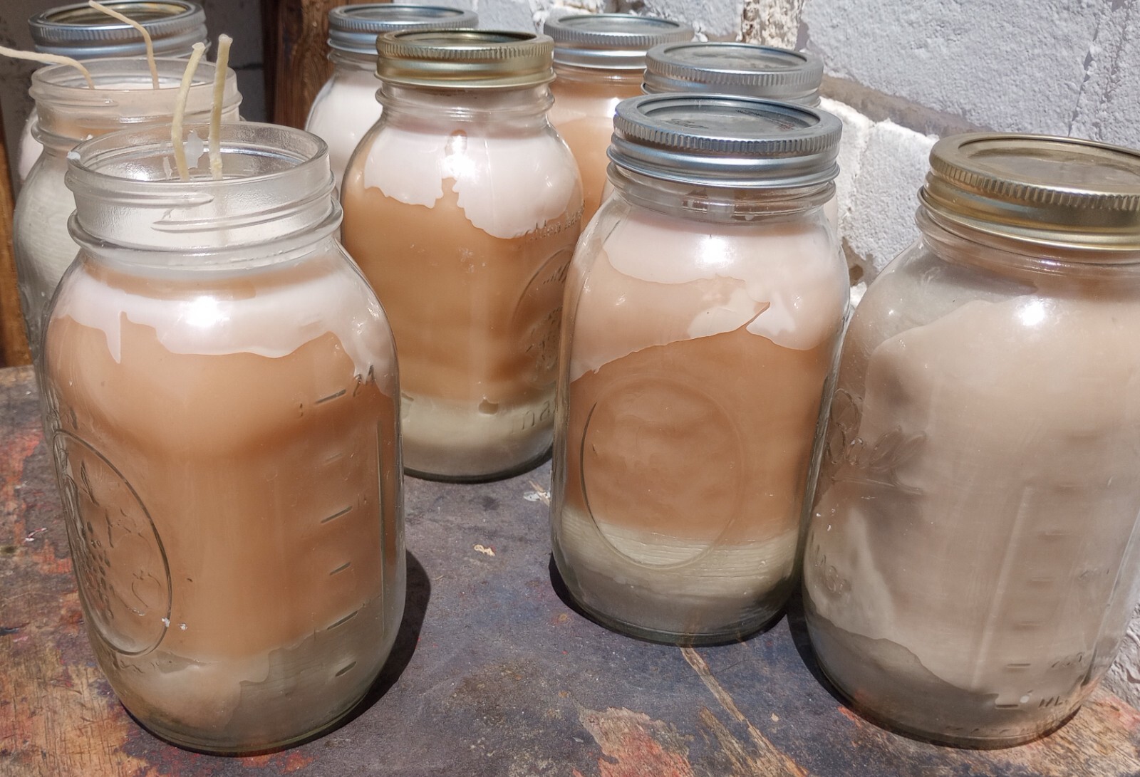CALICO WAX CANDLES IN BALL QUART JARS–DOUBLE HEMP WICK–UPCYCLABLE & CUSTOMIZABLE
