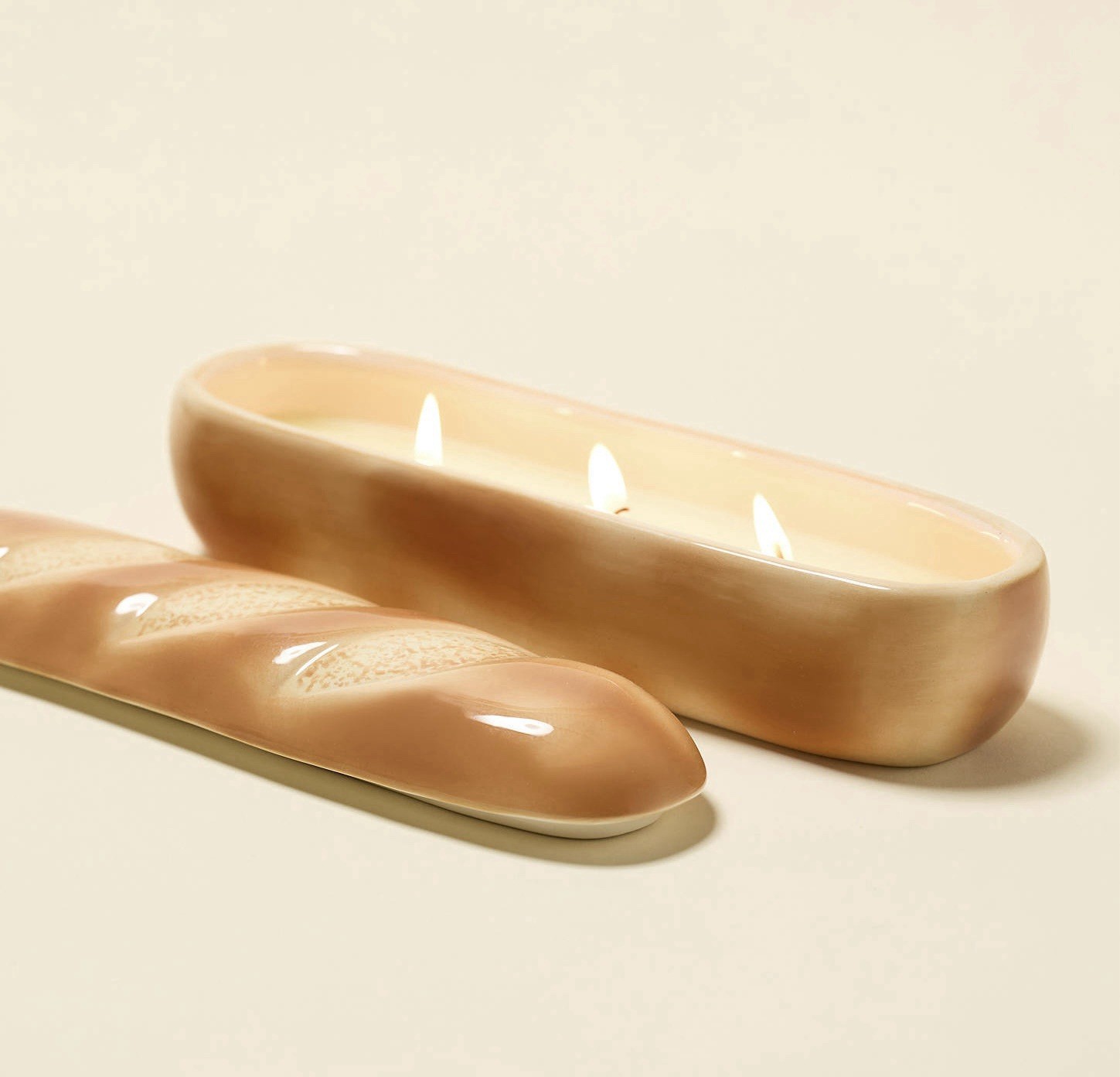 Freshly Baked Bread Baguette 🪔 6 oz Scented Candle 3 Wick Citrus Scent Ceramic