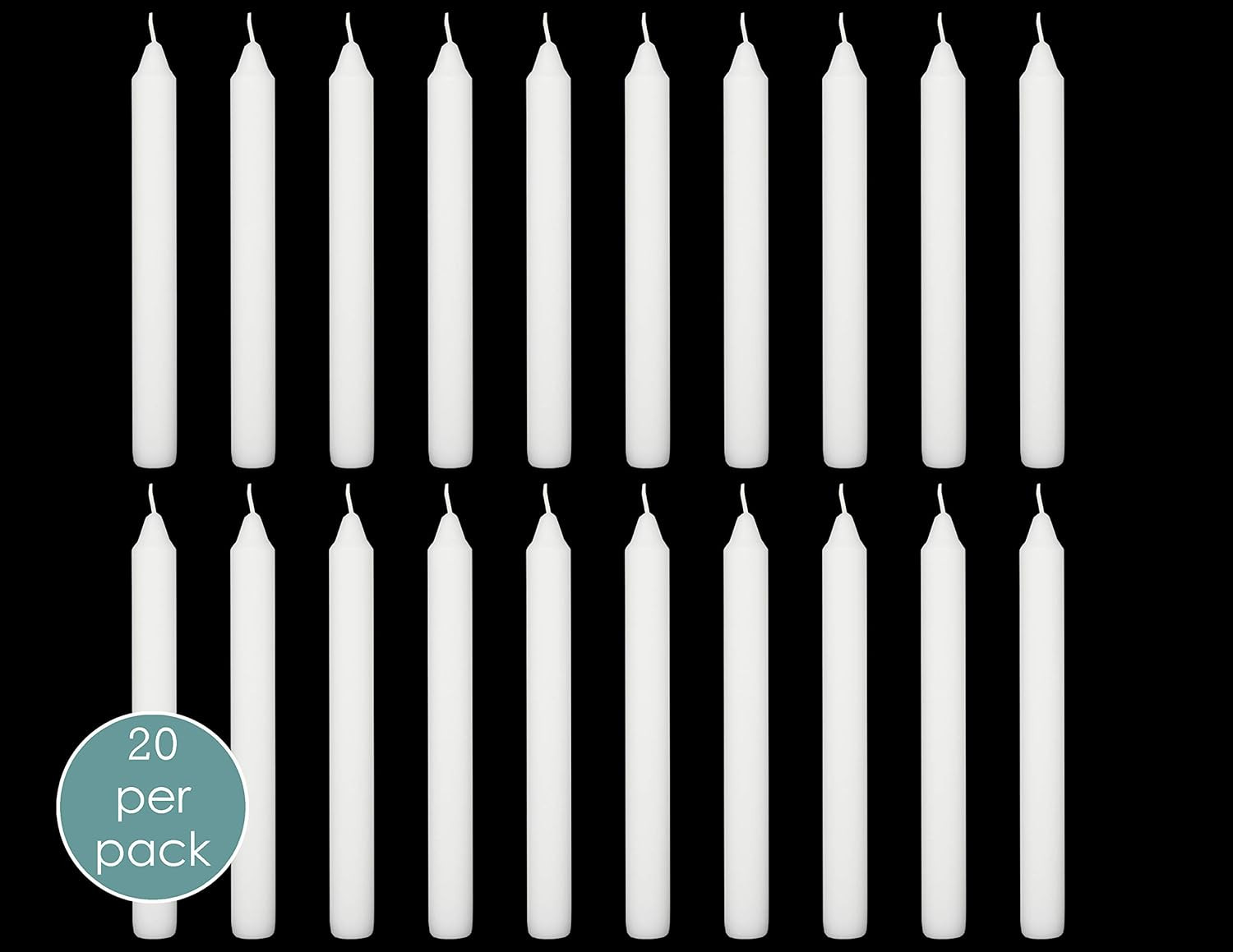 White 7 In Dripless Smokeless Unscented Dinner Candles (20 Pack)