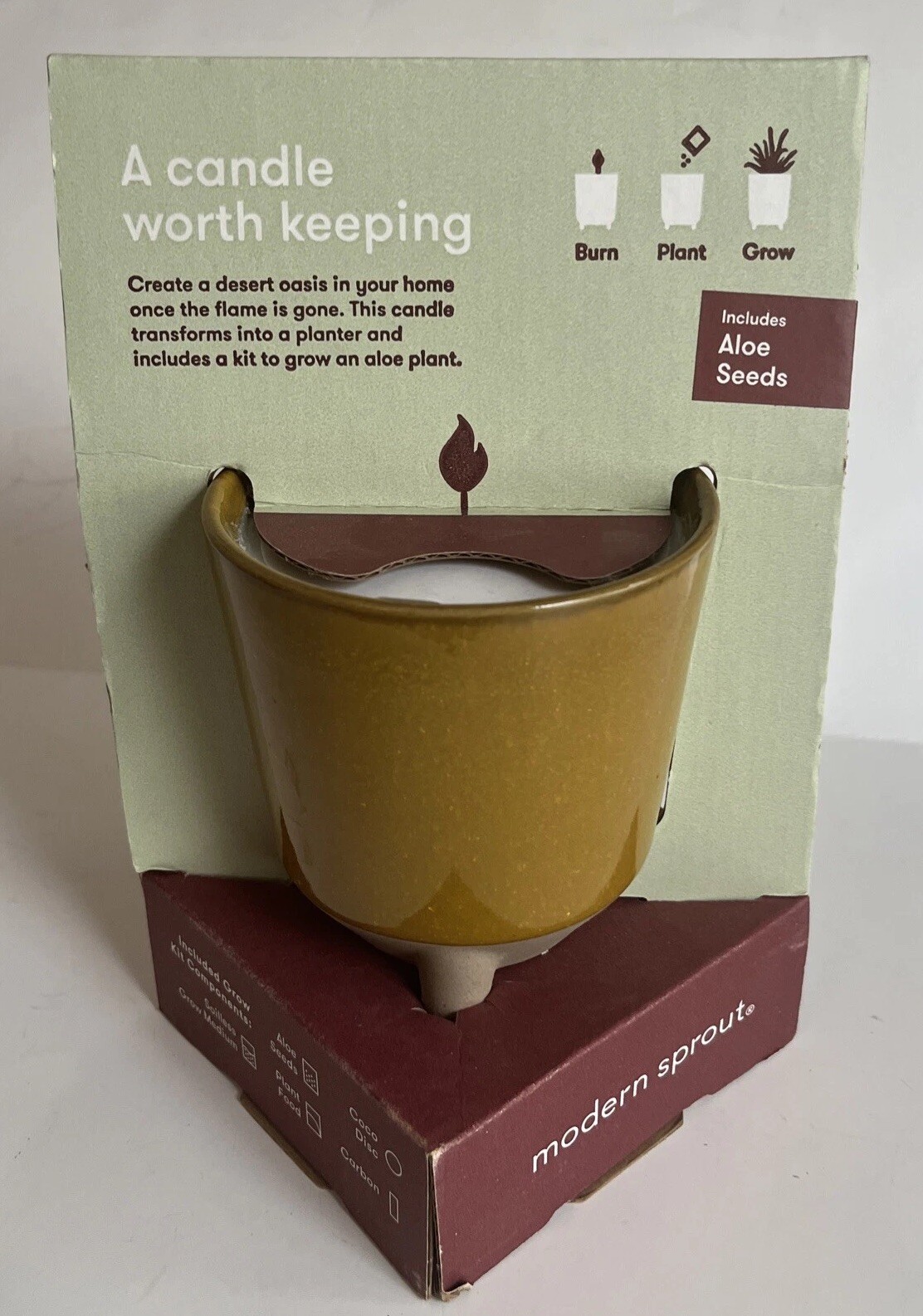 Modern Sprout Glow & Grow DESERT OASIS Candle & Grow Kit – Aloe Seed New