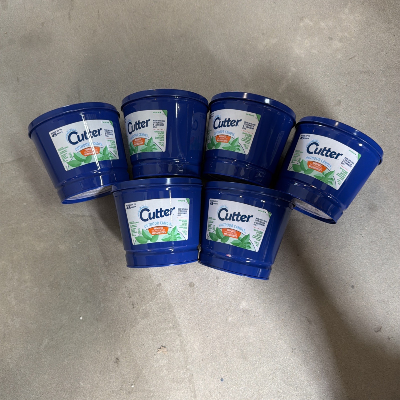 6x Cutter Candle, Outdoor,Made with Real Citronella Oil & Cornmint Oil. 17oz