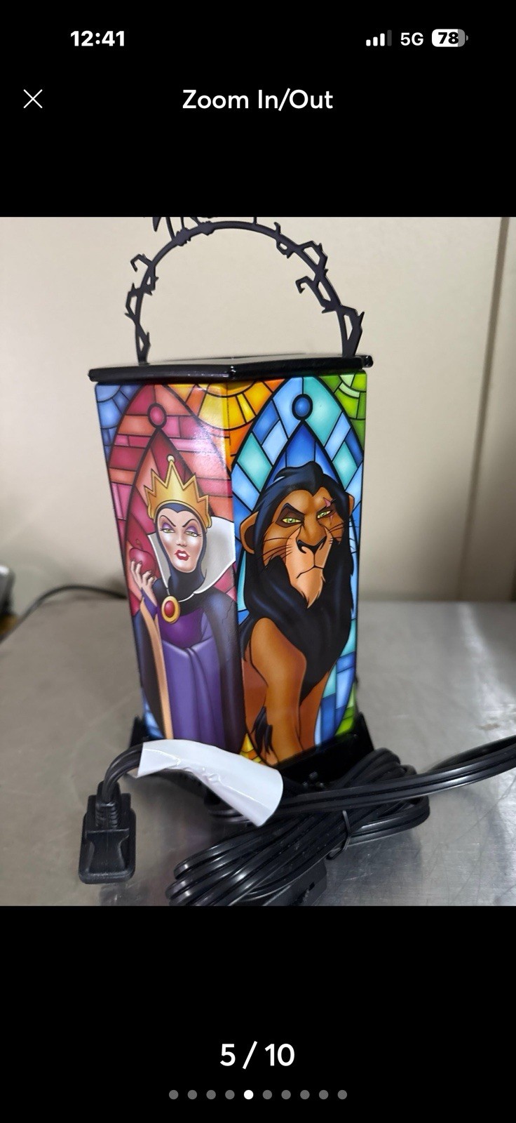 Scentsy Disney Villains Stained Glass Lantern Accent Lamp, Corded Switch